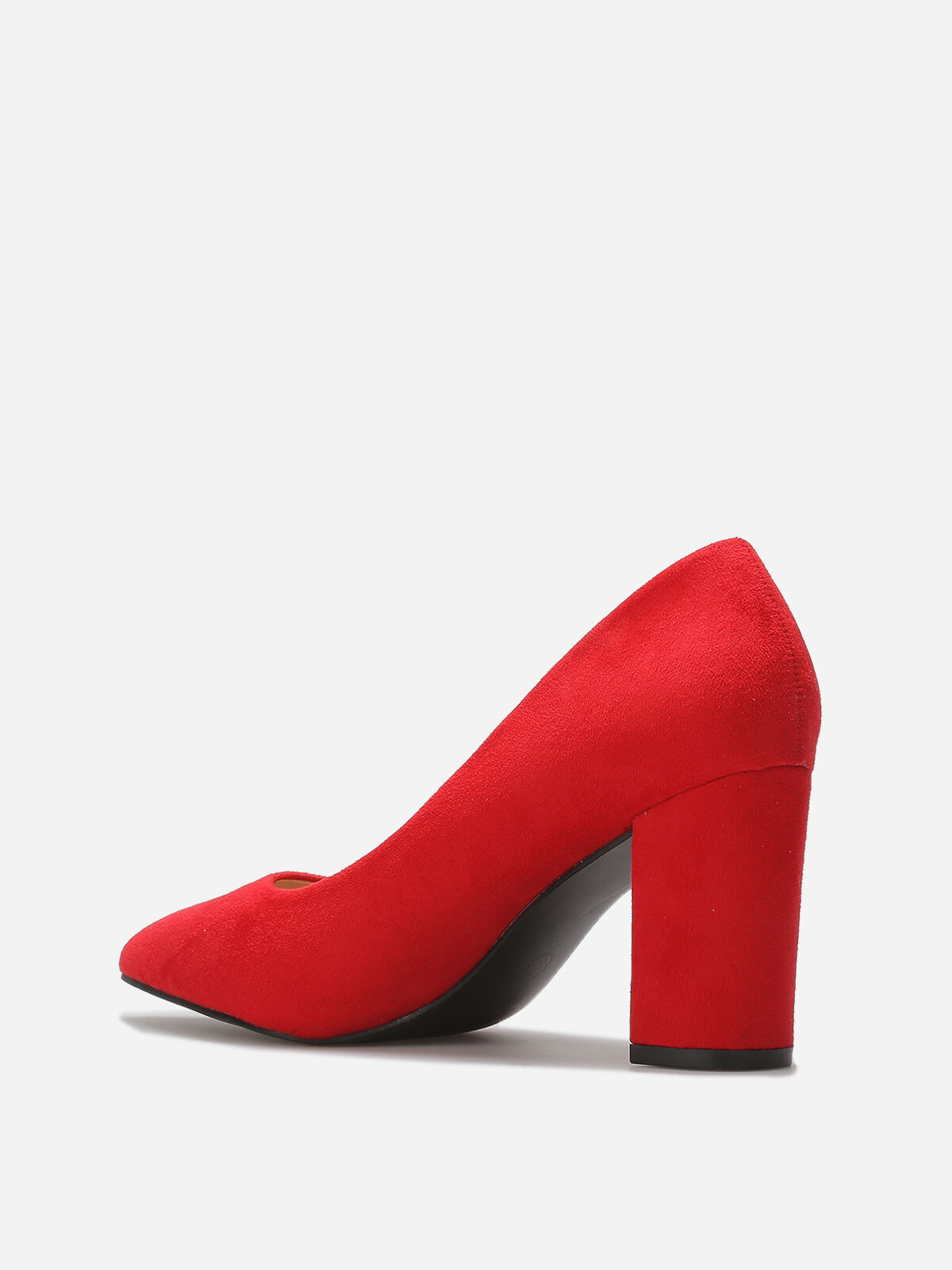 Escarpins en suédine et talon carré- Rouge