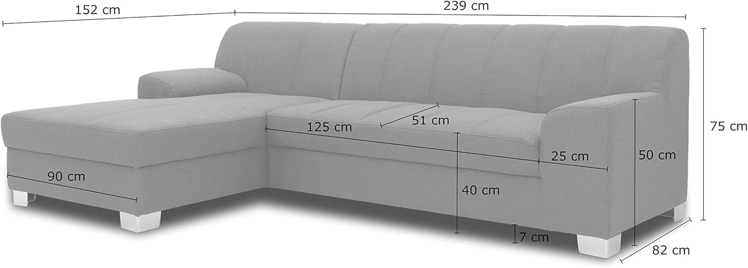 DOMO. collection Ecksofa Capri, Sofa in L-Form, Longchair rechts mit Schlaffunktion, Couch, Polsterecke, Eckcouch, Schlafsofa 239 x 152 x 75 cm (BxTxH), schwarz