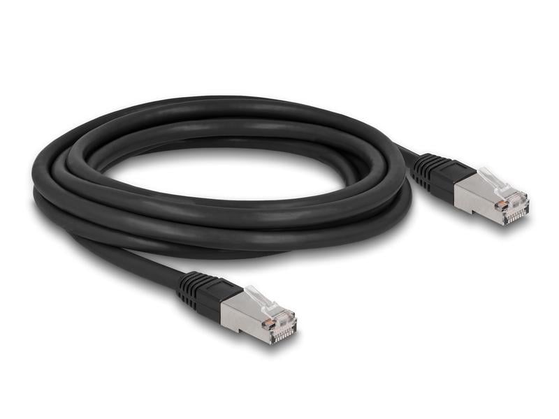 Delock Patchkabel Outdoor Cat 6A, S/FTP, 3 m, Schwarz Delock RJ45 Netzwerkkabel Cat.6A S/FTP PE Outdoor 3 m schwarz