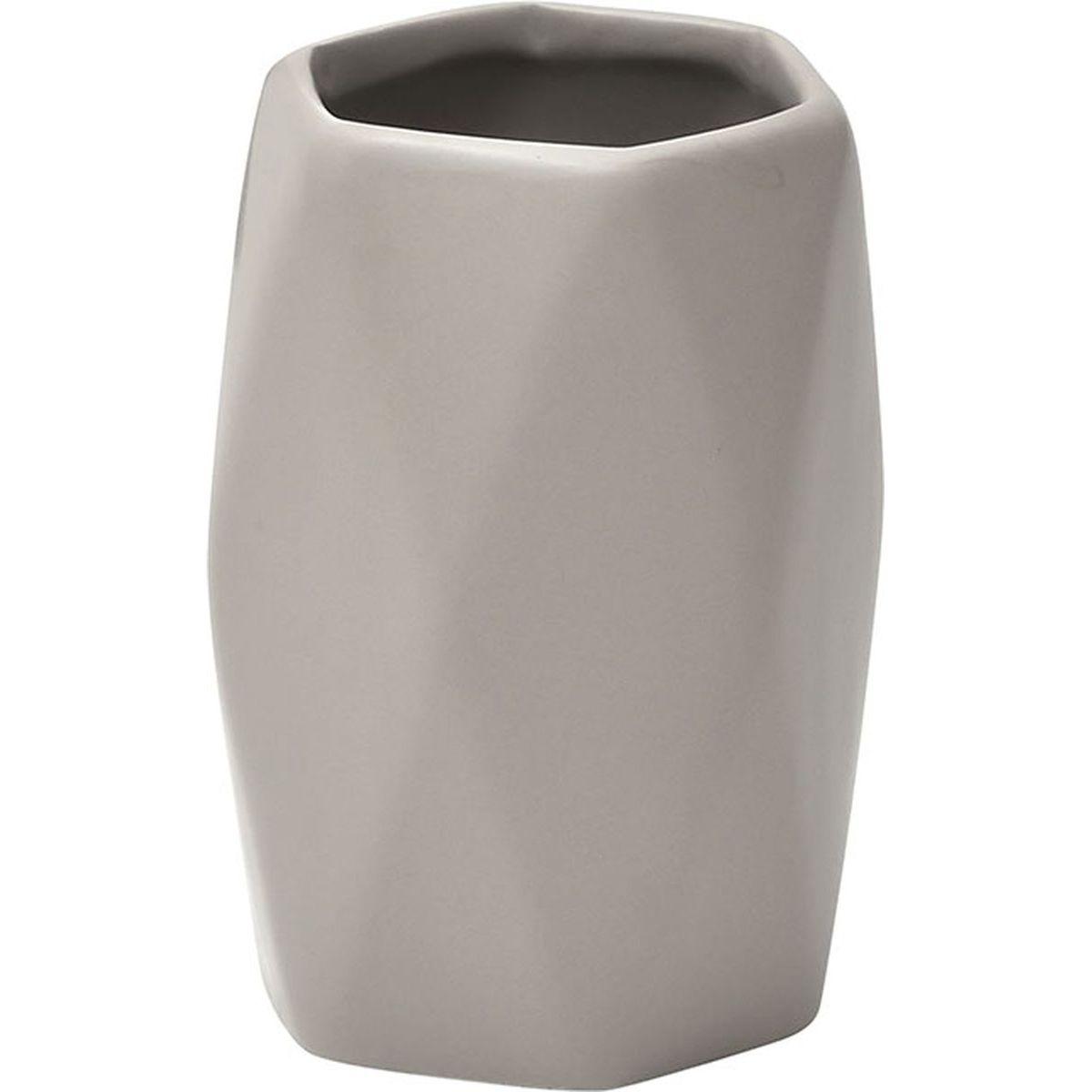 GOBELET GRES FORME LOSANGE TAUPE