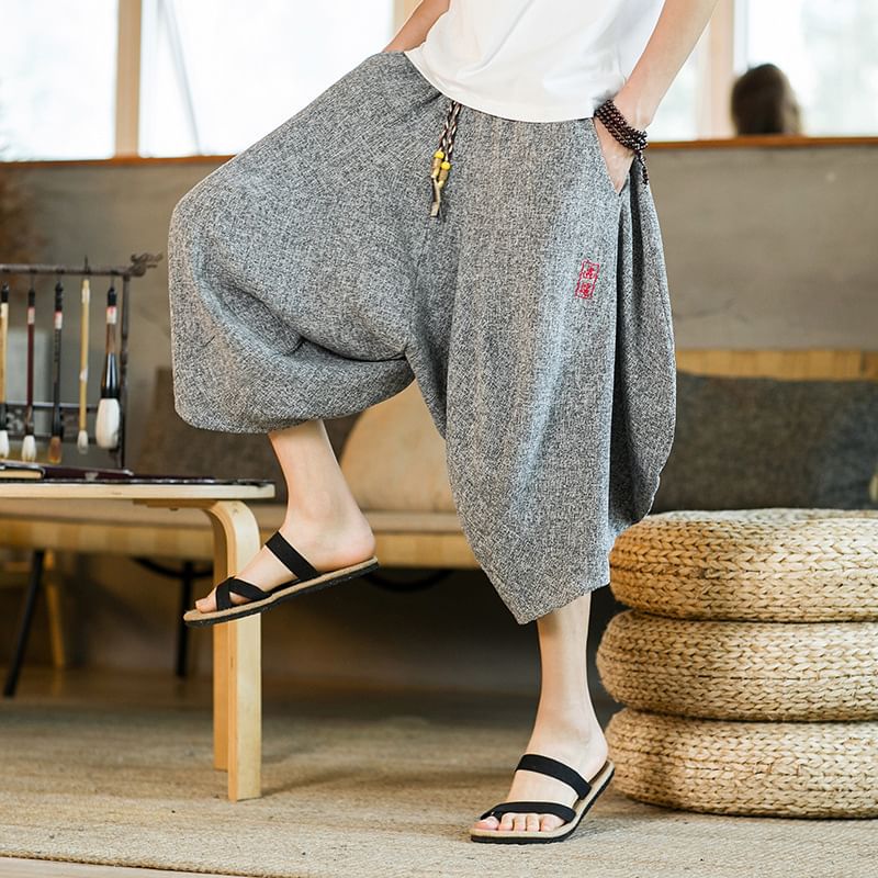 YIKES - Effen cropped harembroek met trekkoordtaille
