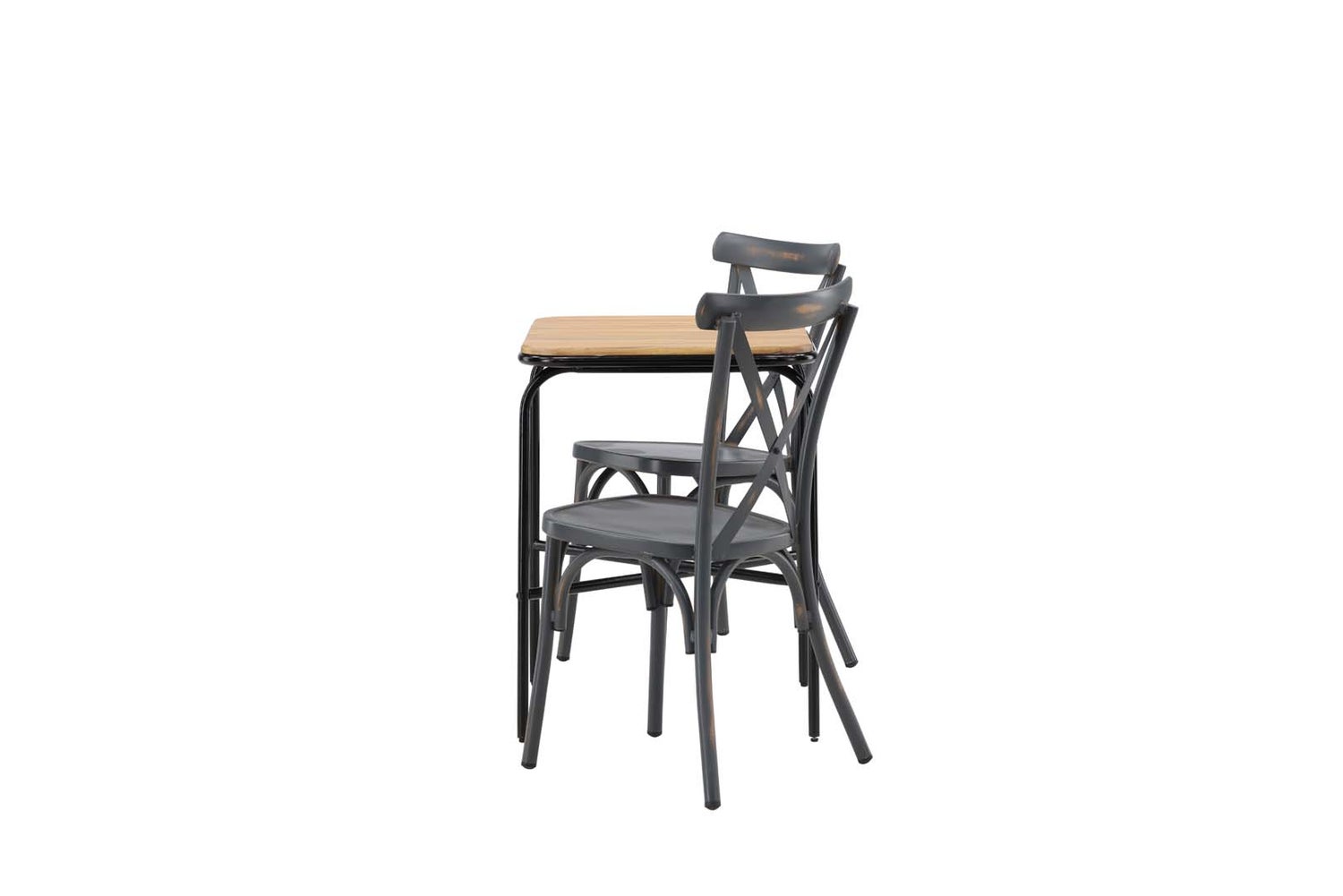 Holmbeck tuinset: tafel, 2 stoelen, naturel en donkergrijs. 88 x 70 x 74 cm