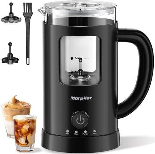 Morpilot - Elektrische Melkopschuimer - Zwart - 4-in-1 - 600 ml - Latte-design