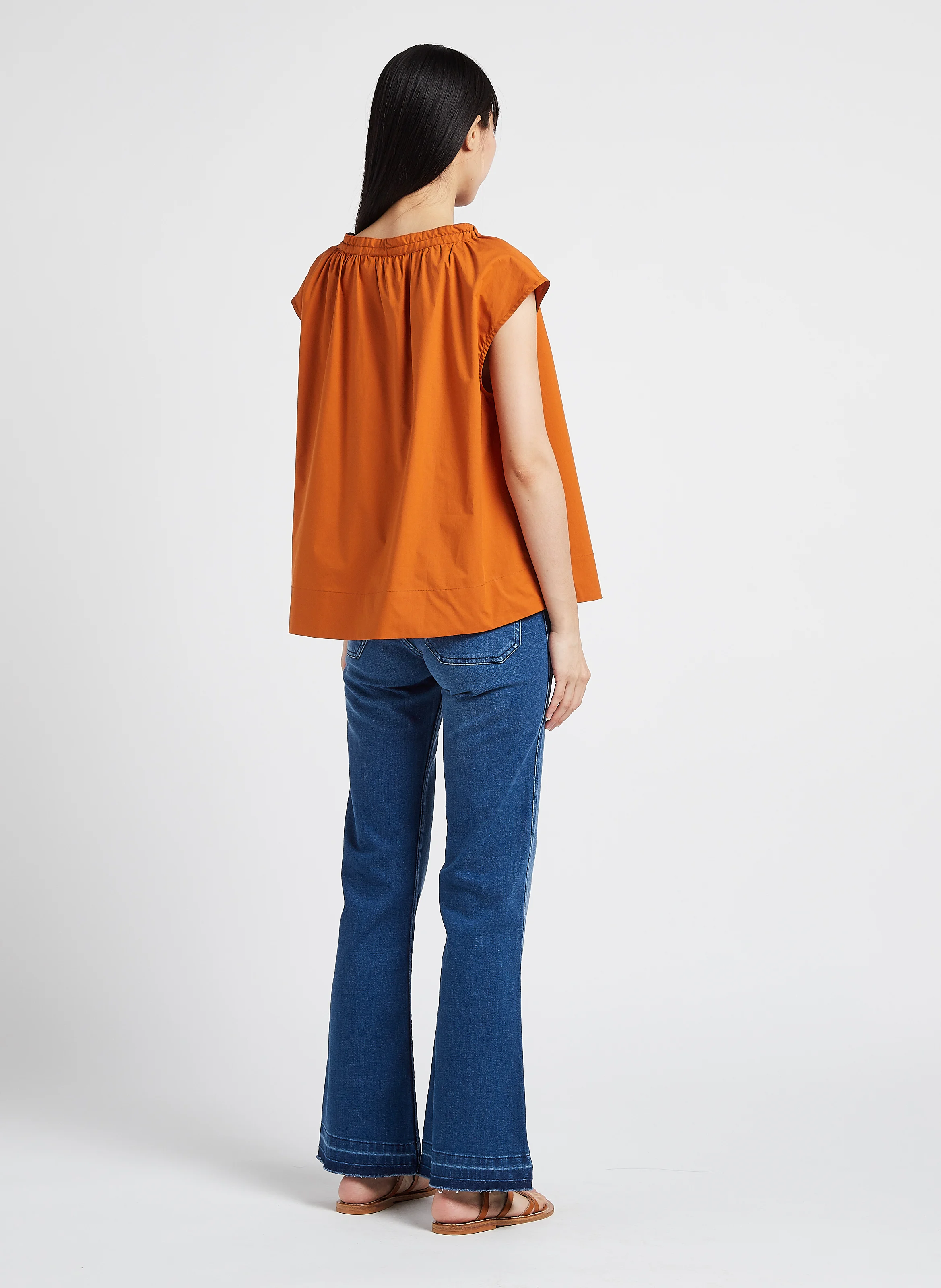 FRAISE - Jean flare en coton délavé | Bleu