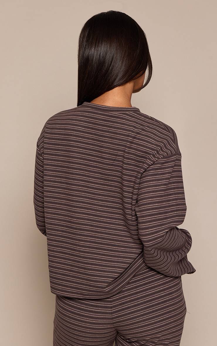 Charbon Top Court Col V À Rayures Doux Petite Taille