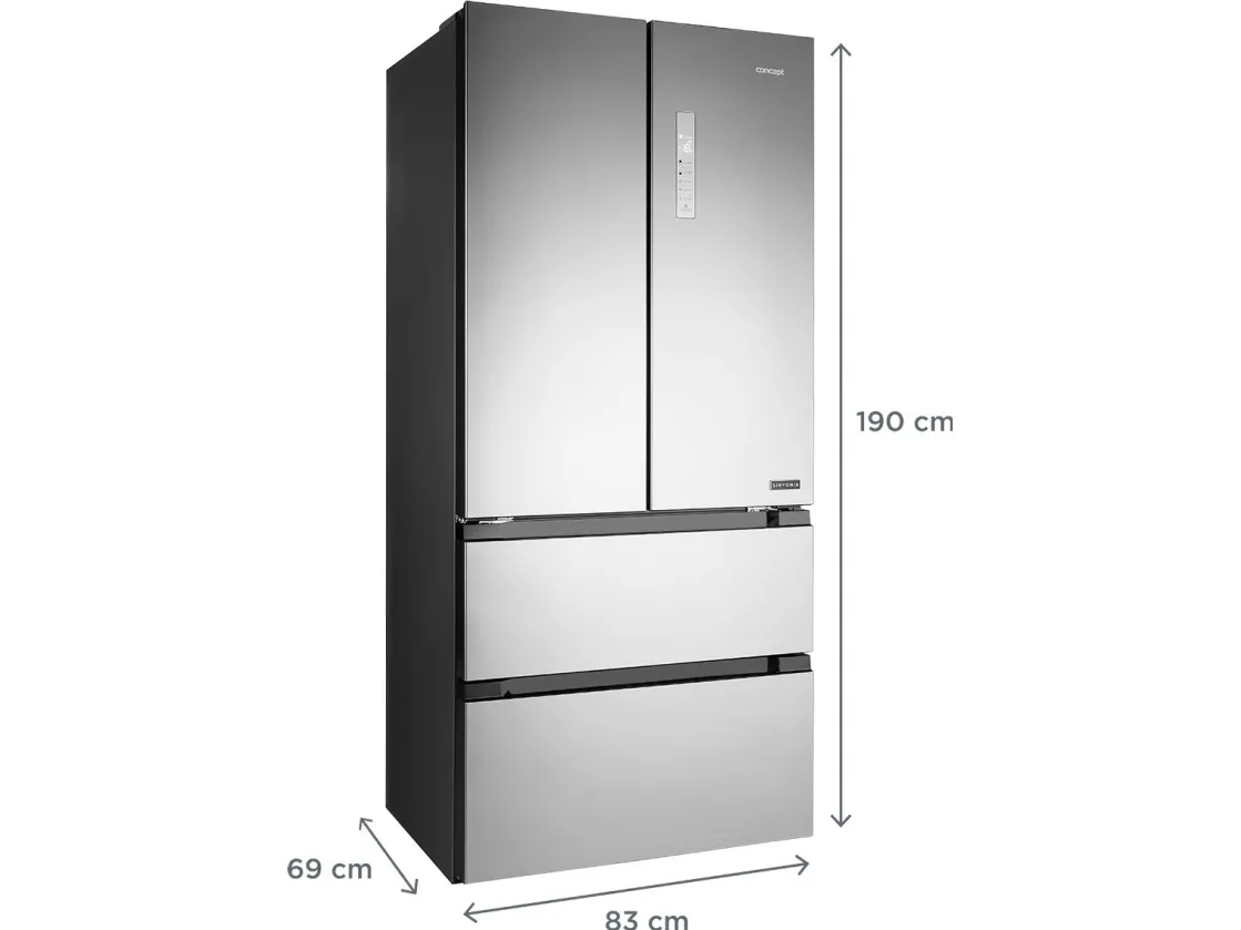 Concept LA6983SS, Fritstående, Fransk dør, Grå, Berøring, Rustfrit stål, 500 L