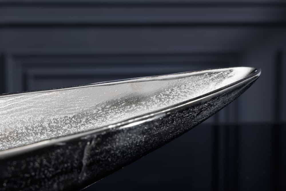 Handgearbeitete Deko Schale SILVER LEAF 80cm silber Aluminium