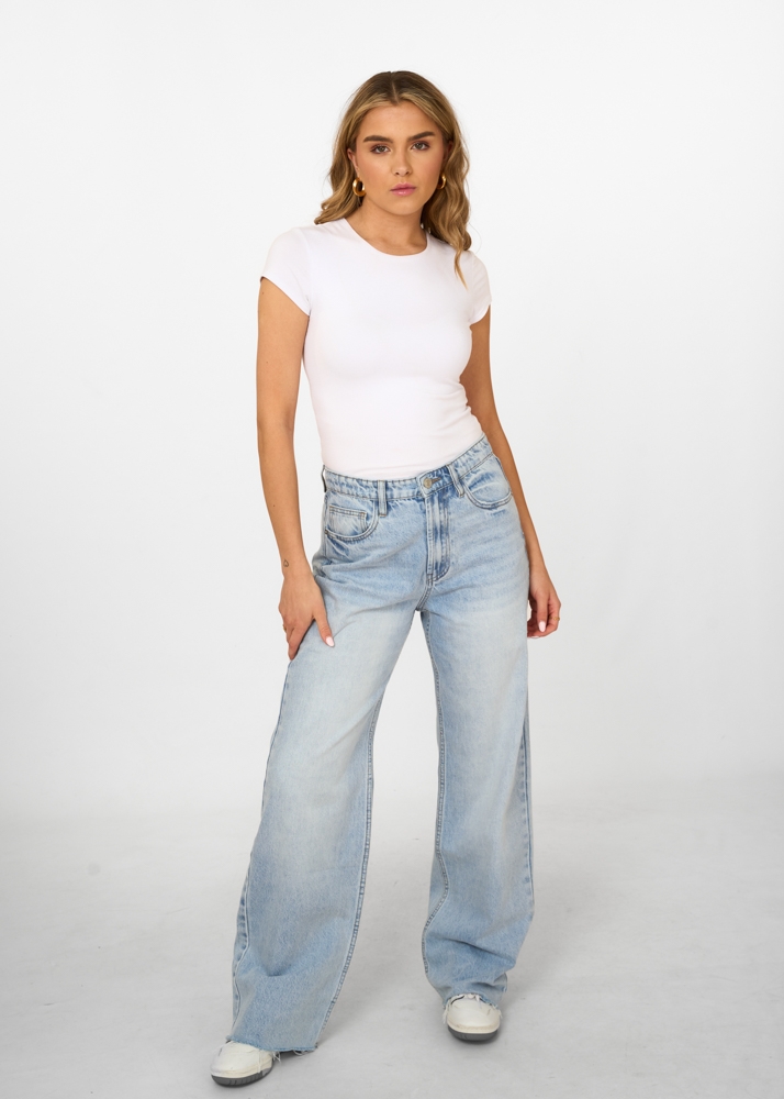 Straight leg vintage jeans sky blauw