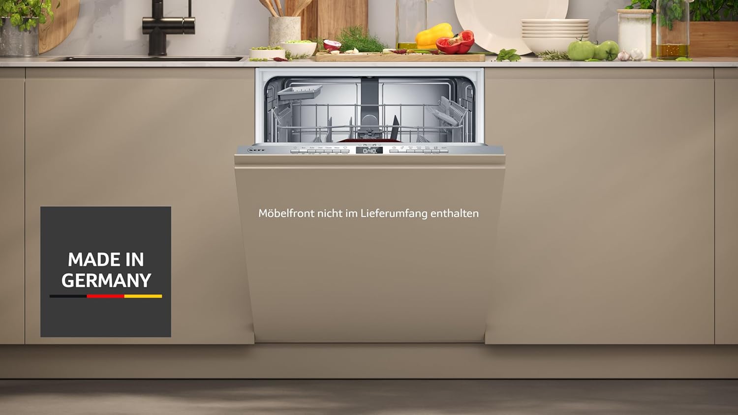 NEFF S155EAX16E, N 50, Smarter Geschirrspüler Vollintegriert 60 cm, Spülmaschine Made in Germany, Besteckkorb, Open Dry, starke Reinigung mit Chef 70ºC, höhenverstellbarer Oberkorb, Info Light
