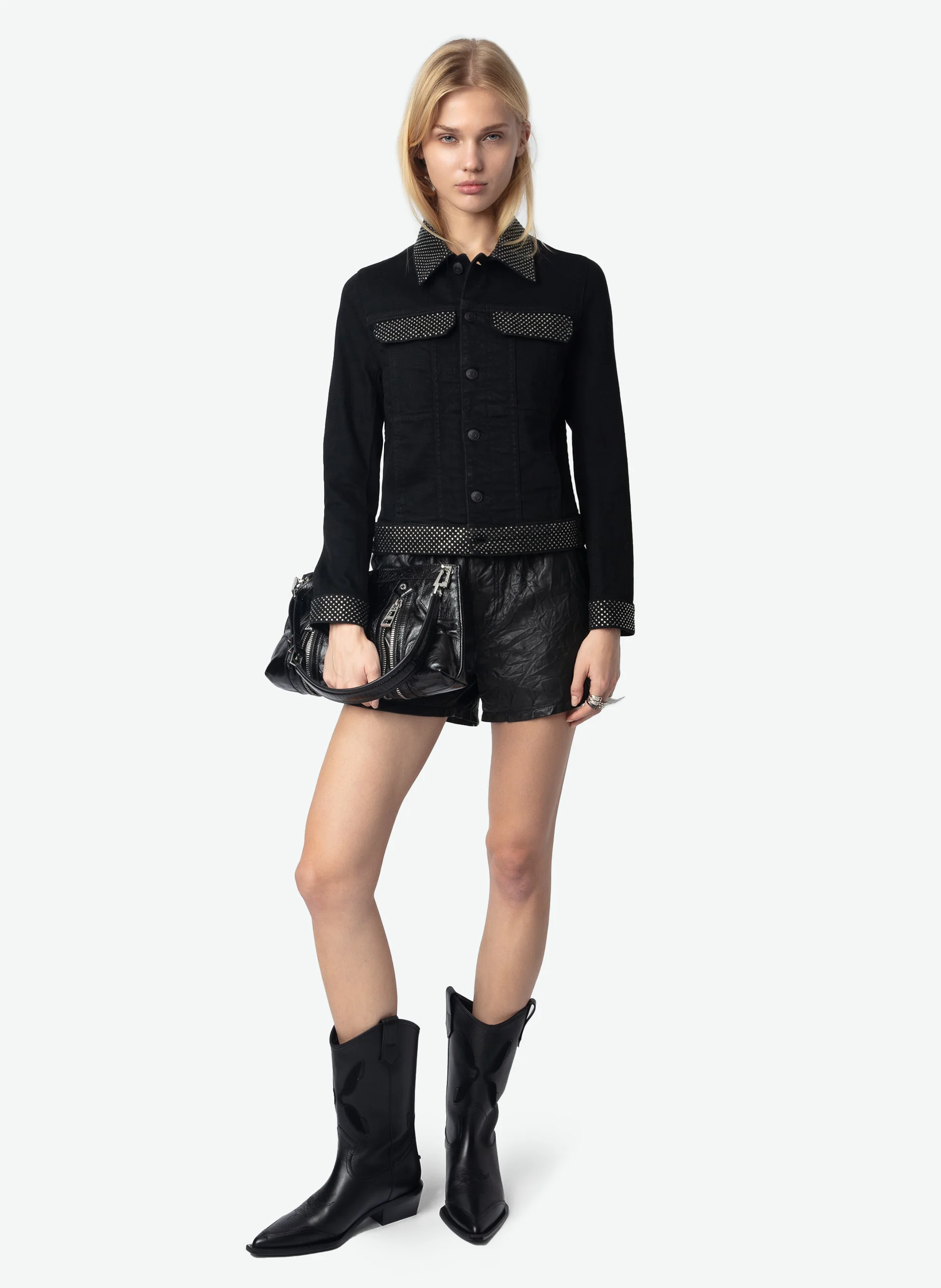 KIOKY - Blouson à strass en coton | Noir