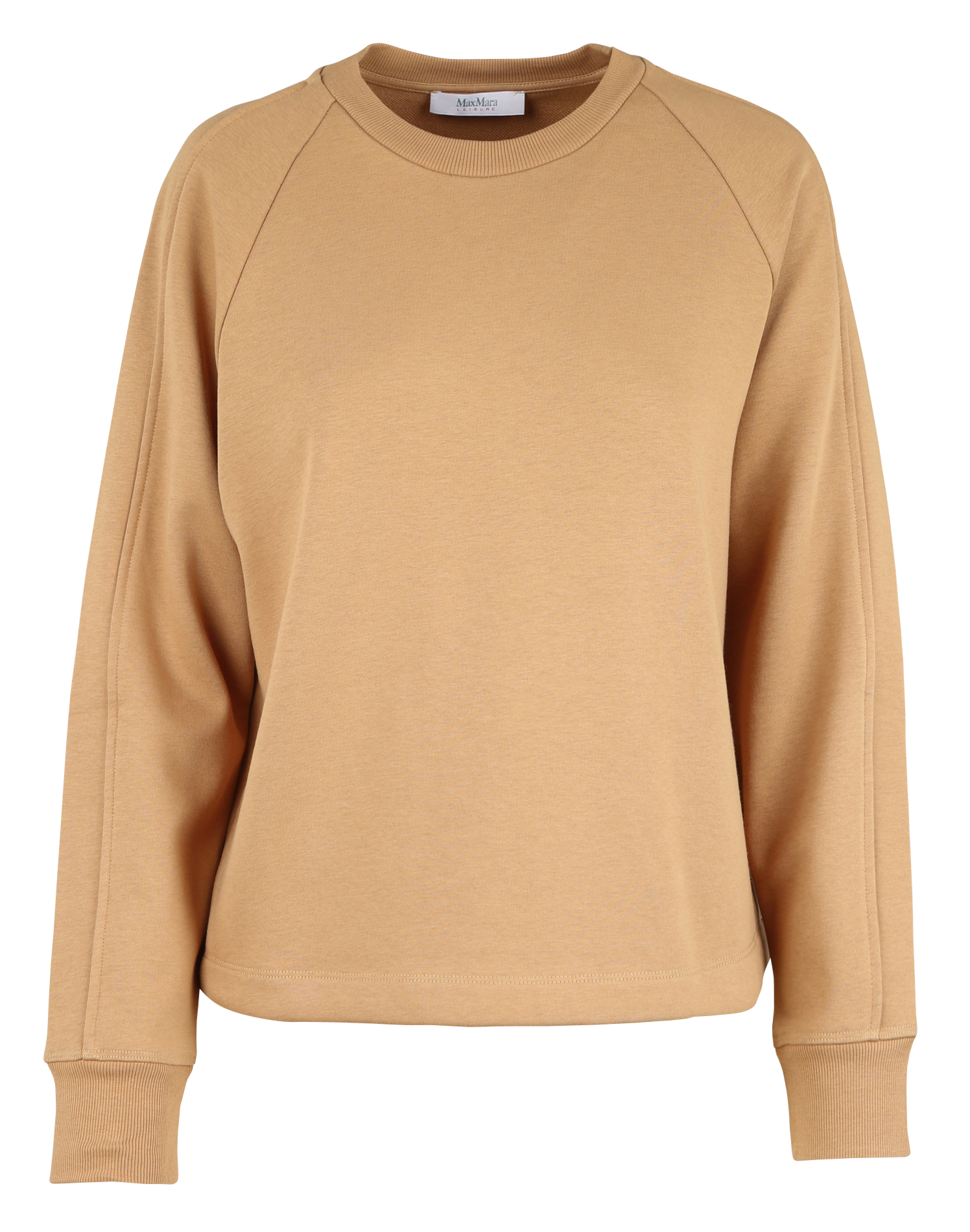 BONA - Sweat court col rond en coton mélangé| Beige