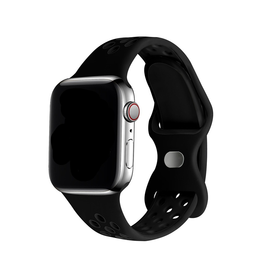 Apple Watch (42/41/40/38 mm) Silikon Sport Armband Dual Color (Gelenkumfang: 155-195mm) - Schwarz