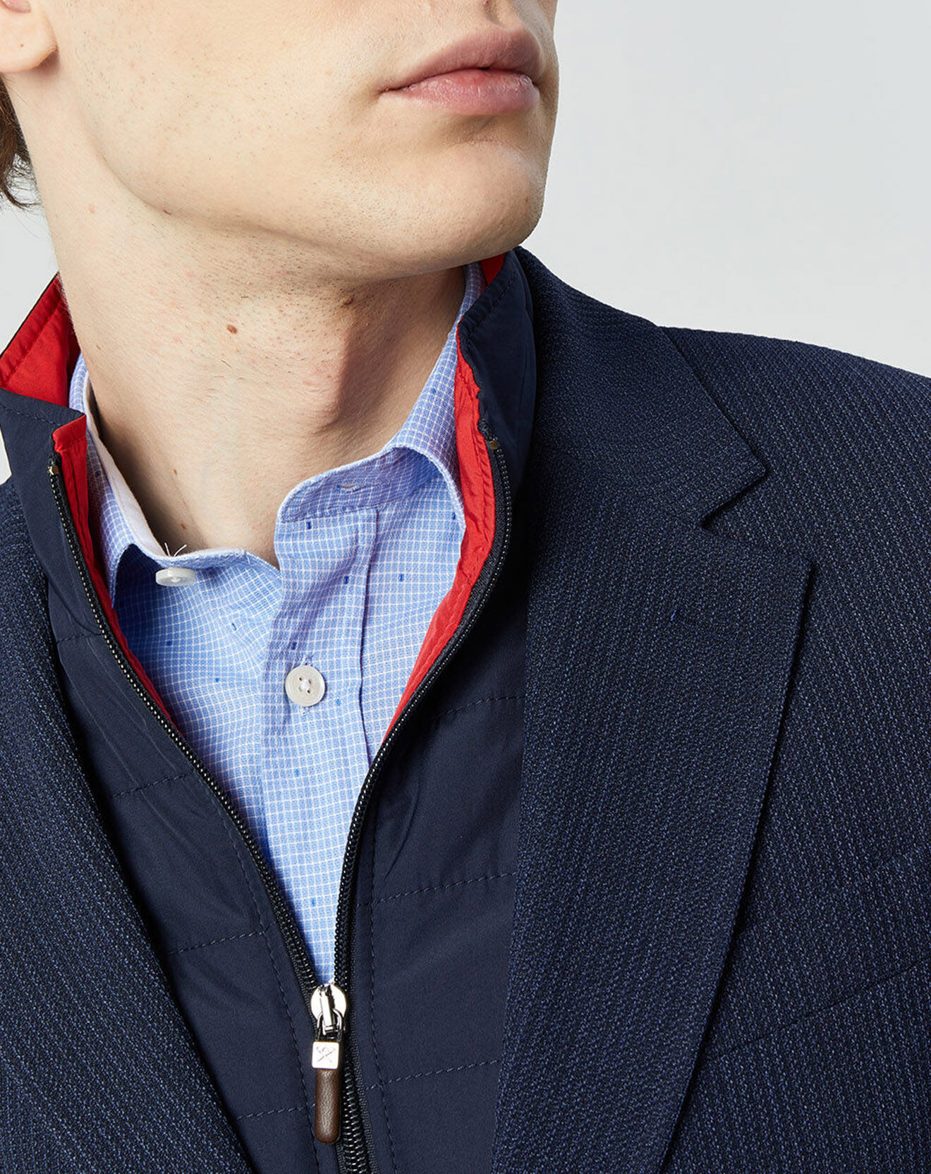 Hackett London Blazer en Laine mélangée à parmenture amovible bleu foncé