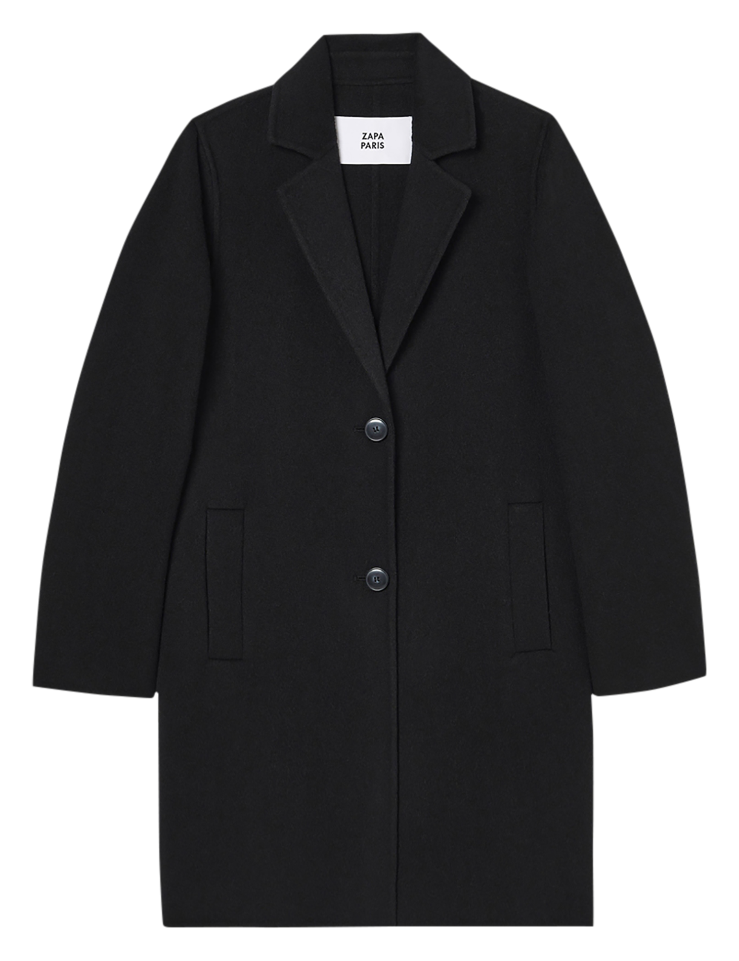 MATILA - Manteau droit col tailleur en laine mélangée | Noir