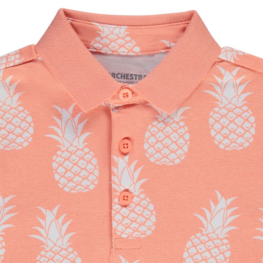 Polo manches courtes en coton piqué imprimé fantaisie pour garçon - Multicolore