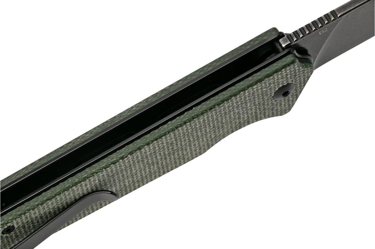 QSP Knife Mamba V2 QS111-I2 Blackwashed, Green Micarta zakmes