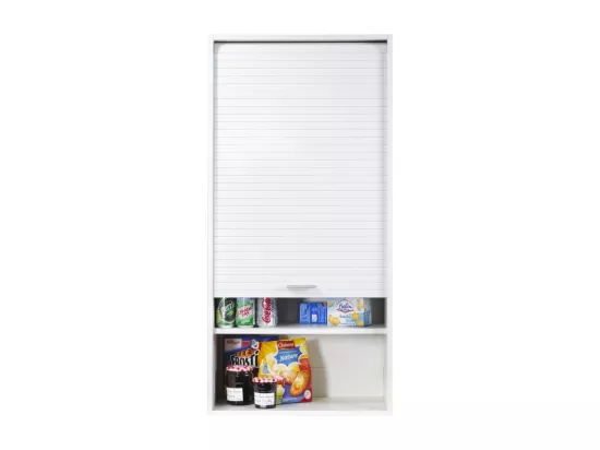 Meuble de Cuisine Haut Blanc 3 Tablettes 1 Rideau L 60 H 123.6 P 35 cm