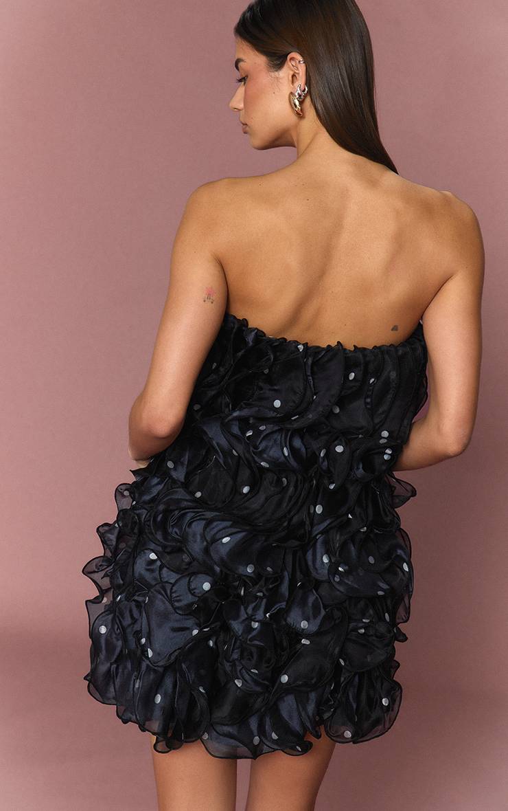 Robe Mini Bandeau À Pois Avec Volants Extrêmes