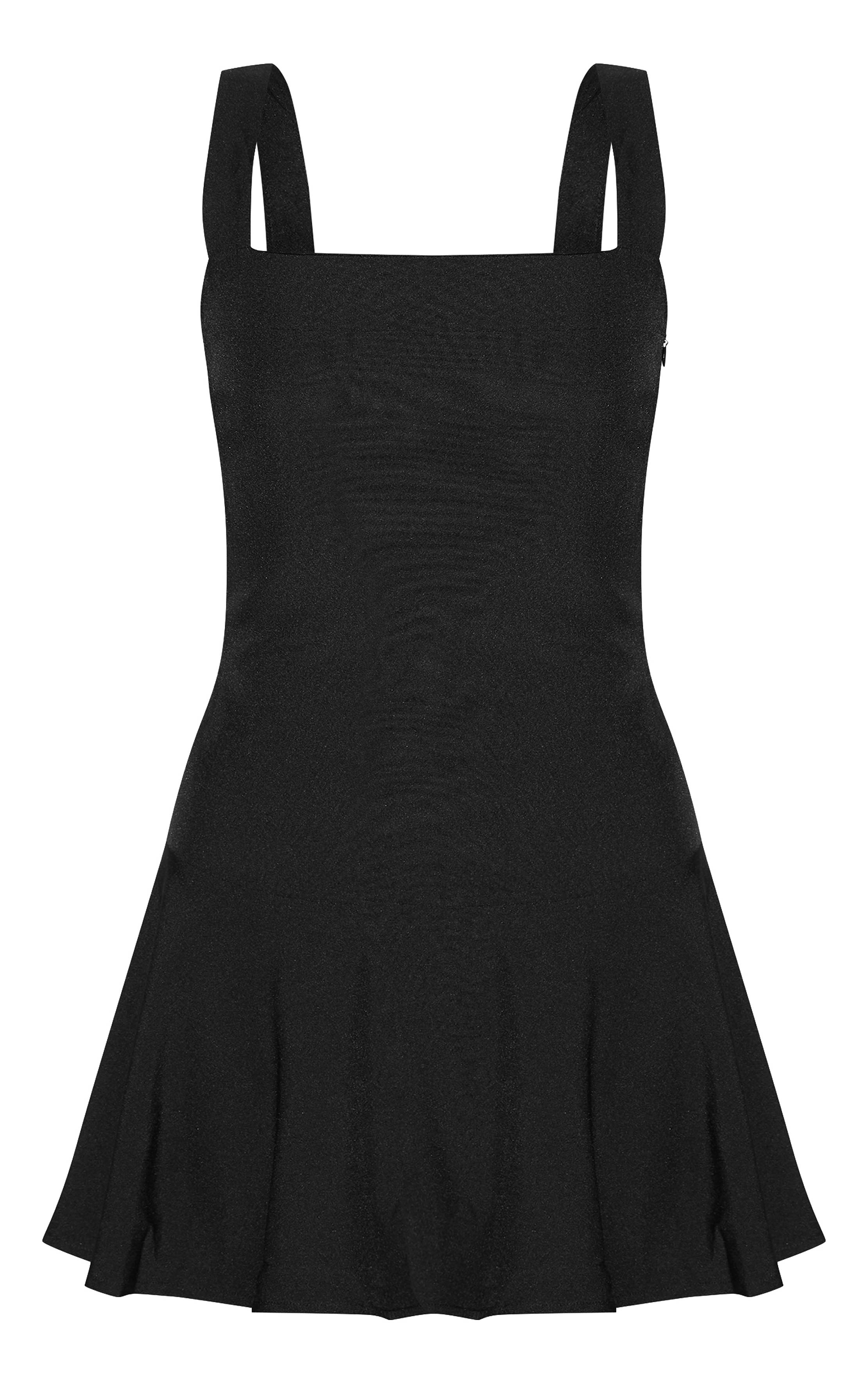 Noir Robe Droite Ajustée En Tissu Tissé Avec Dos Échancré