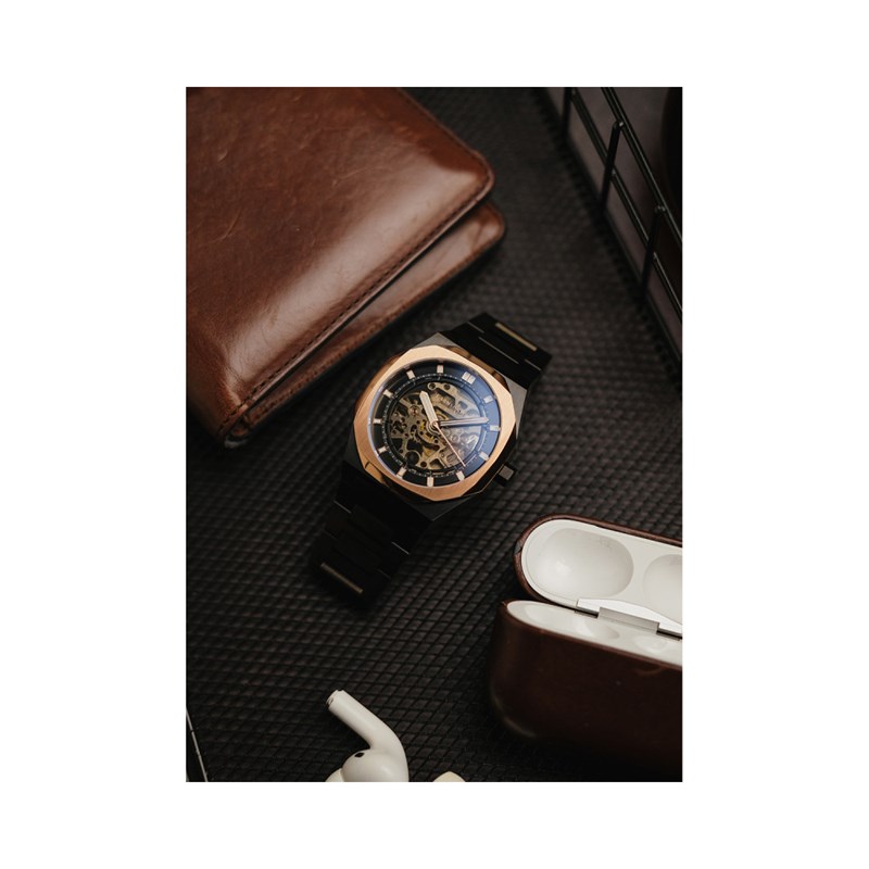 Montre homme automatique squelette Earnshaw - Bracelet acier inoxydable - 3 aiguilles- DRAKE