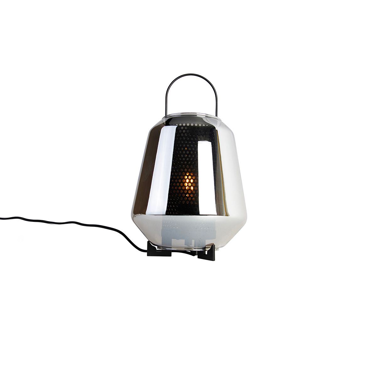 Art deco tafellamp zwart met smoke glas 23 cm - Kevin