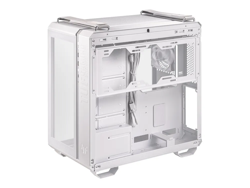ASUS TUF Gaming GT502 Plus - Mid tower - ATX - sidepanel med vindue (hærdet glas) - ingen strømforsyning - hvid - USB/Lyd