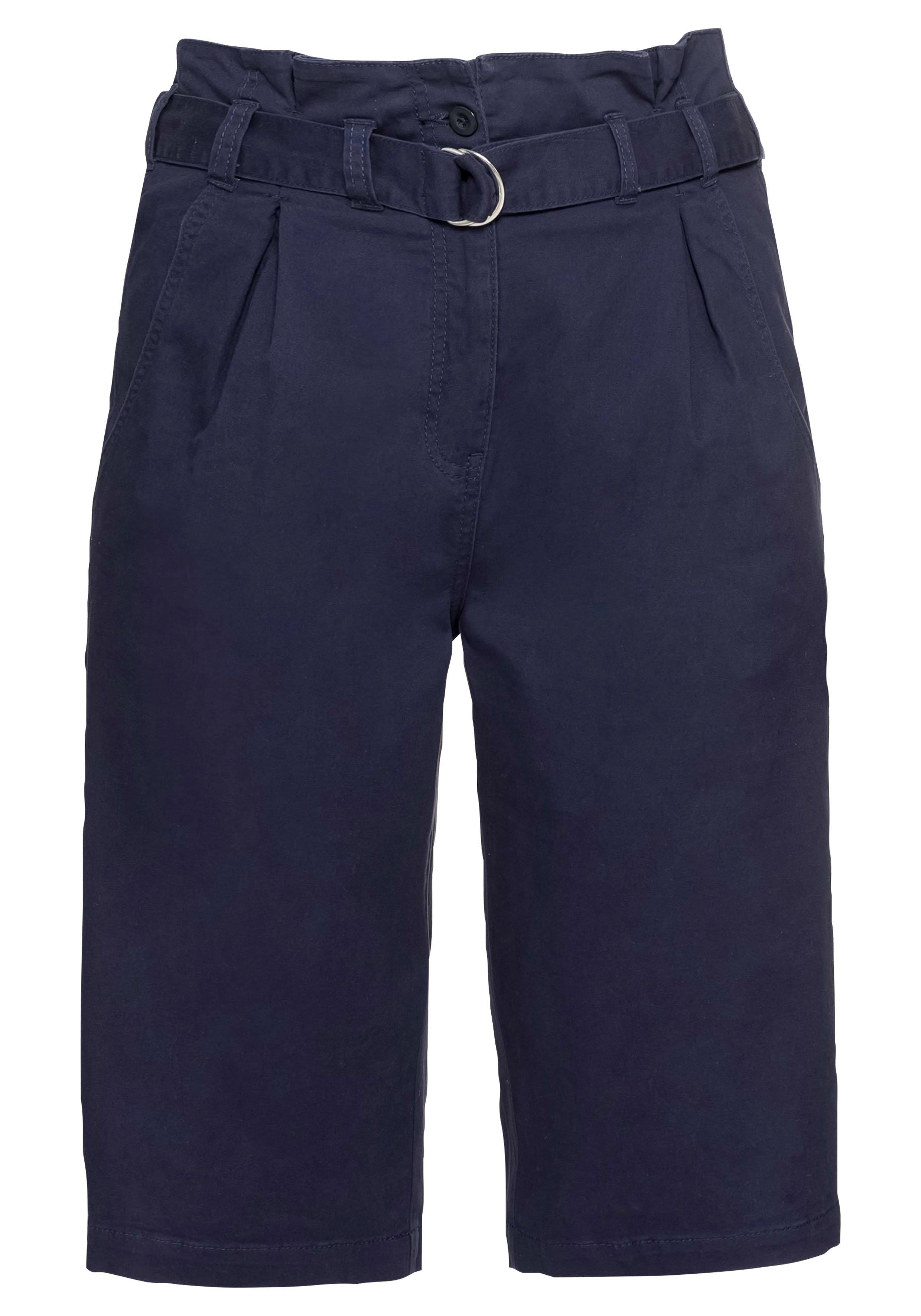 Twill-Bermudas mit High-Waist-Bund und Gürtel
