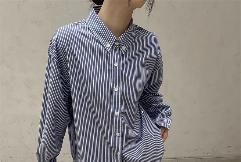 SIMPLE BLACK - Gestreept overhemd met lange mouwen