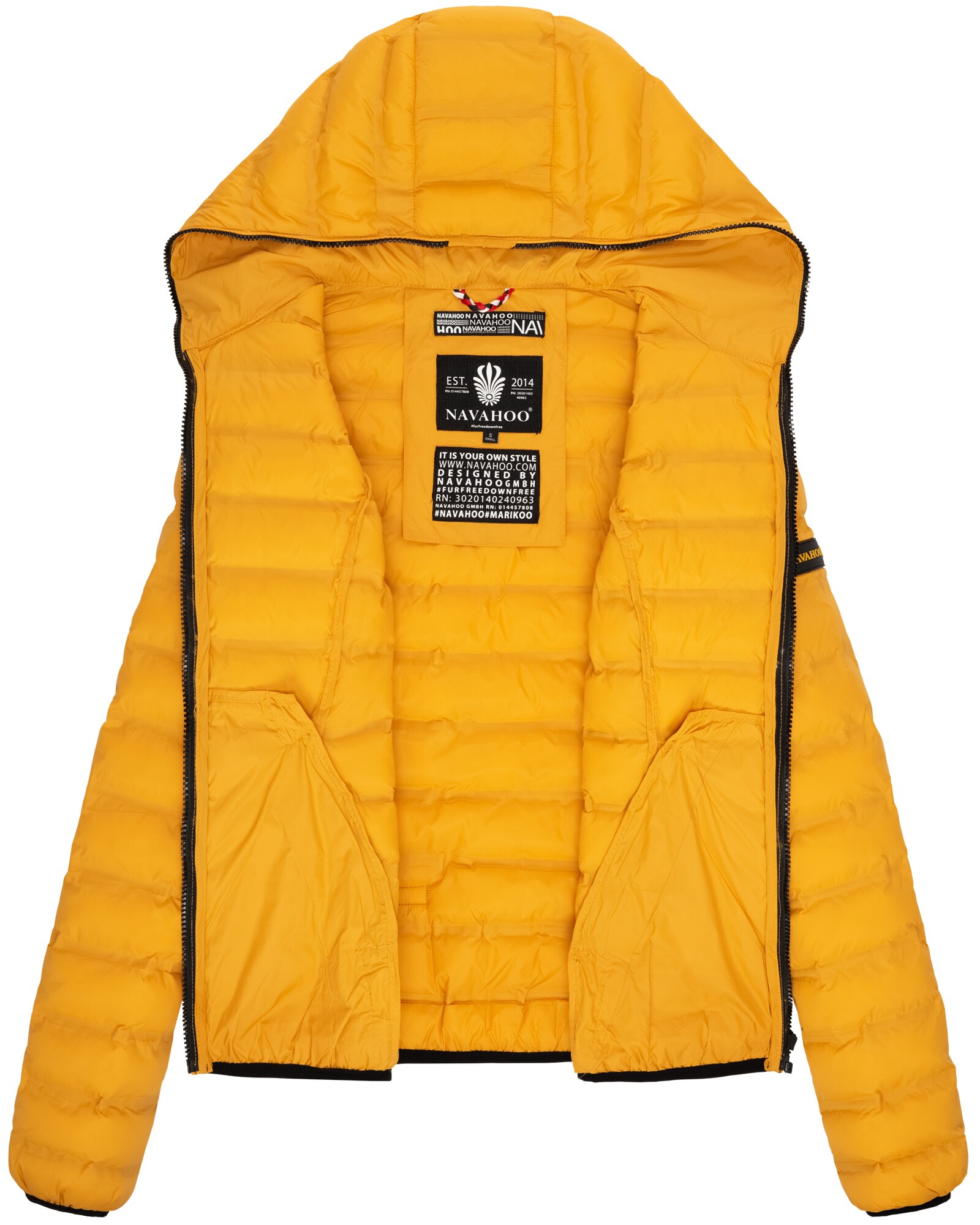 NAVAHOO Damen Stylische Steppjacke Übergangsjacke mit Kapuze Neevia