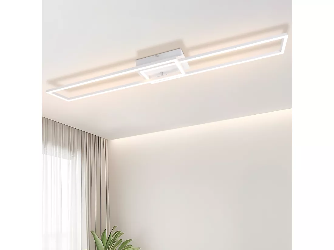NETTLIFE Plafonnier LED Blanc Cadre Moderne 32W 3000K