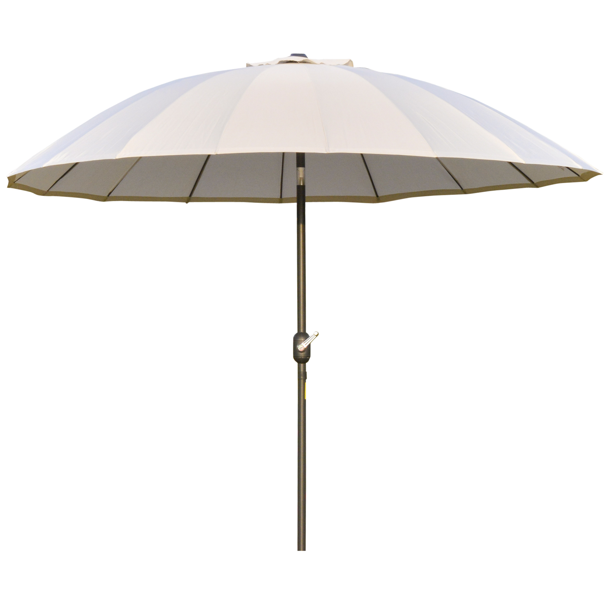 Guarda-sol de jardim Outsunny Ø250x240 cm com manivela, guarda-sol externo com mecanismo de inclinação e mastro de metal removível para terraço, piscina e pátio, cor creme.