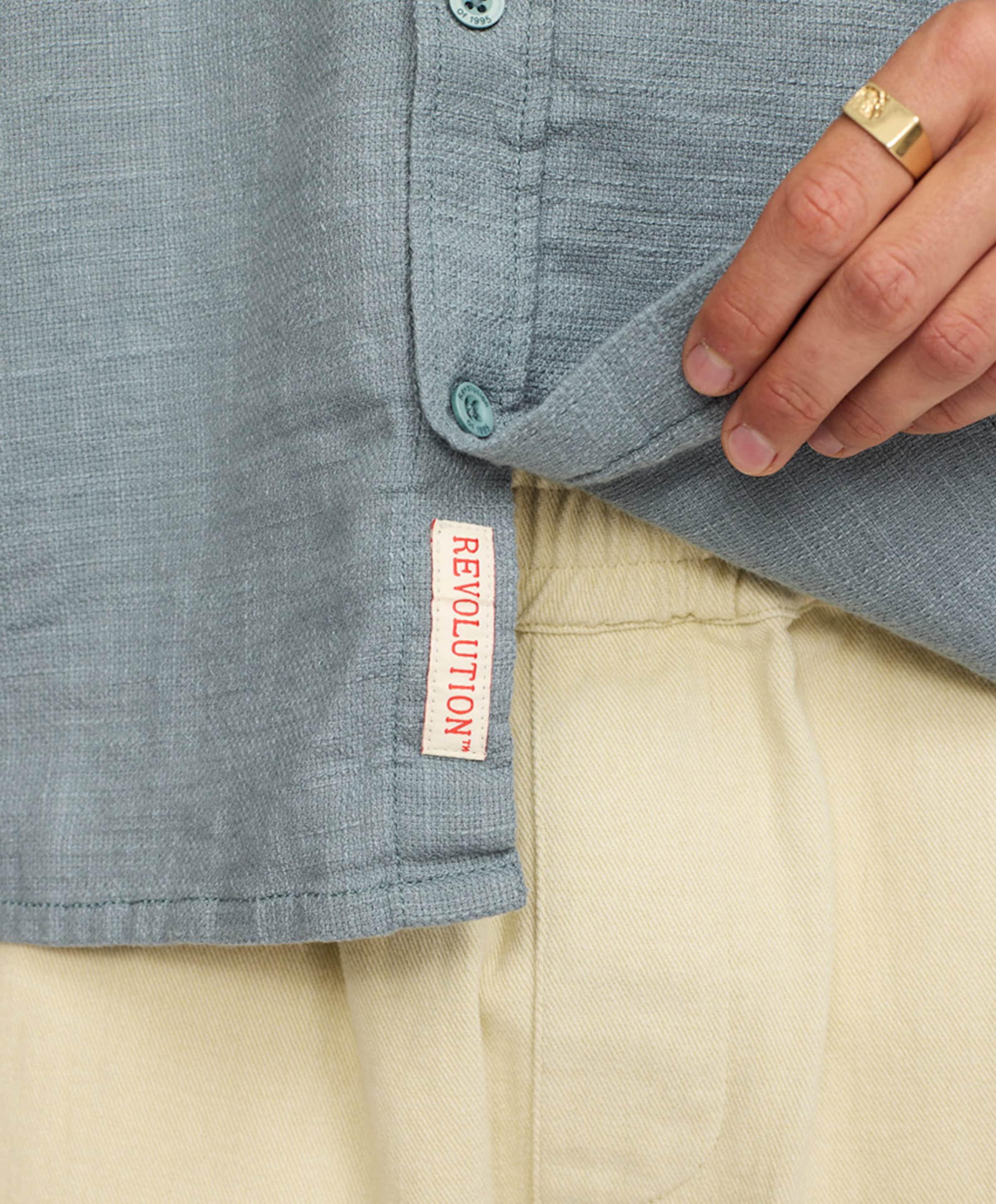Revolution Heren overhemd lange mouw blauw
