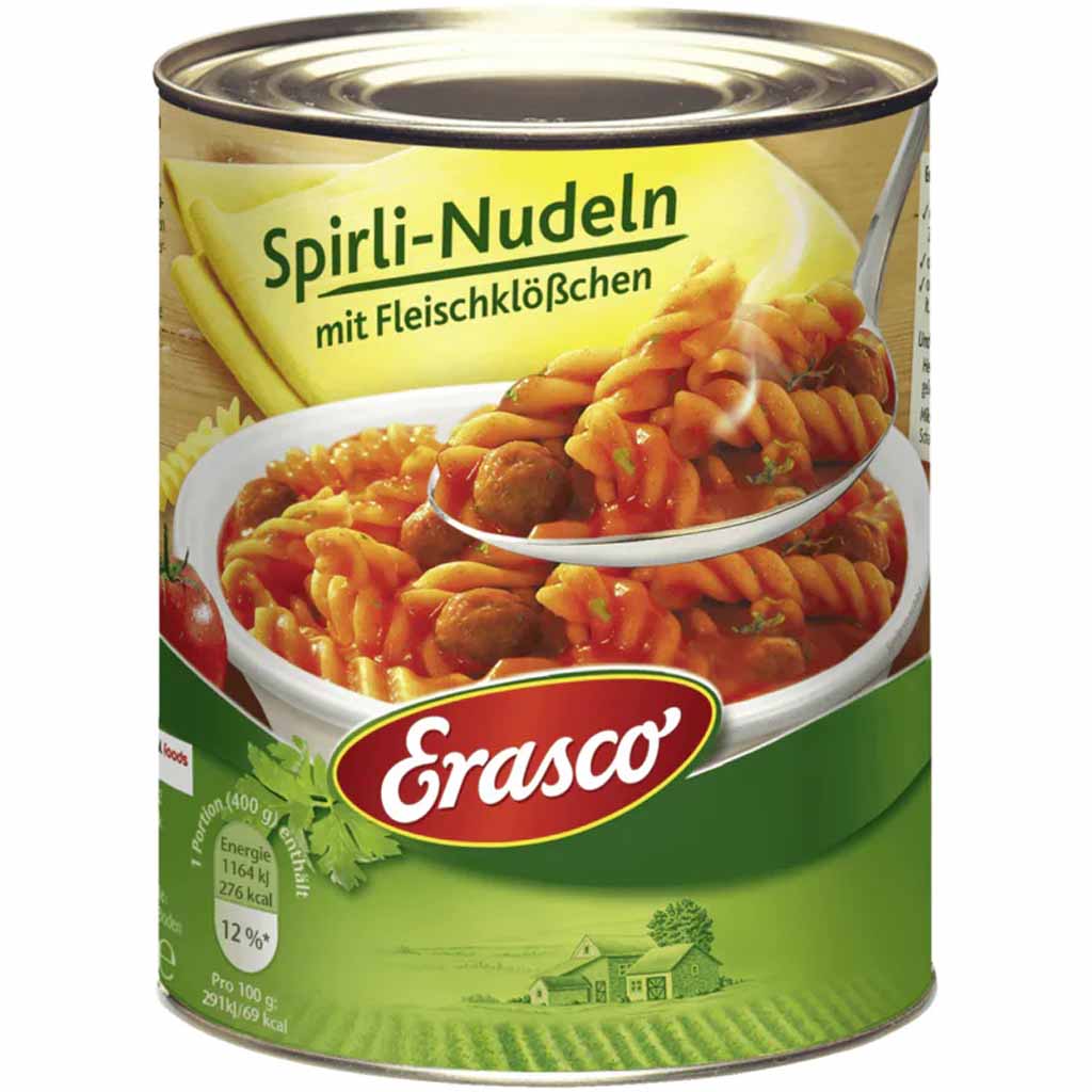 Erasco Eintopf Spirli-Nudeln mit Fleischklößchen 800g MHD:30.12.27