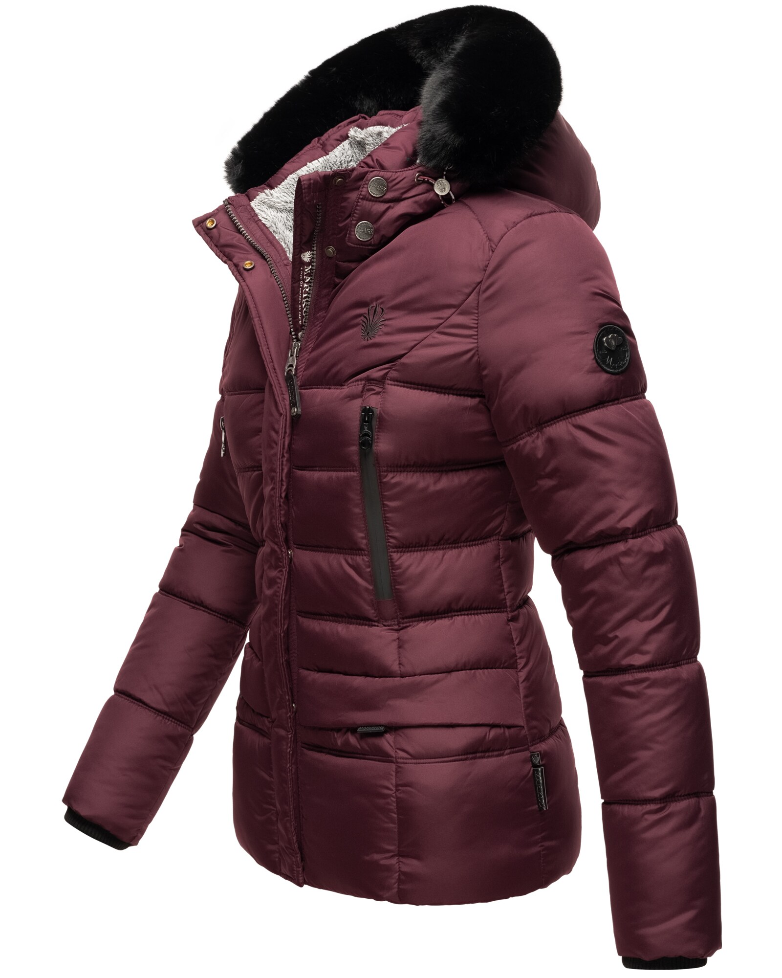 NAVAHOO Damen Winterjacke Steppjacke mit Teddyfell & Kunstpelz Kapuze Loveleen