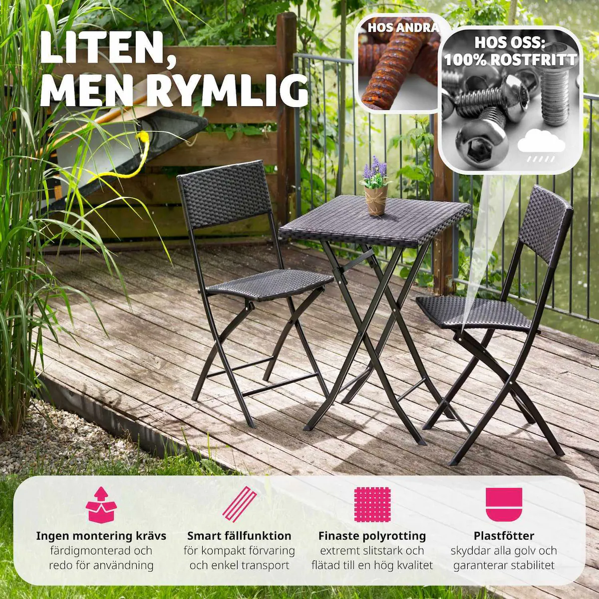 Hagemøbel spisegruppe Trevi - svart