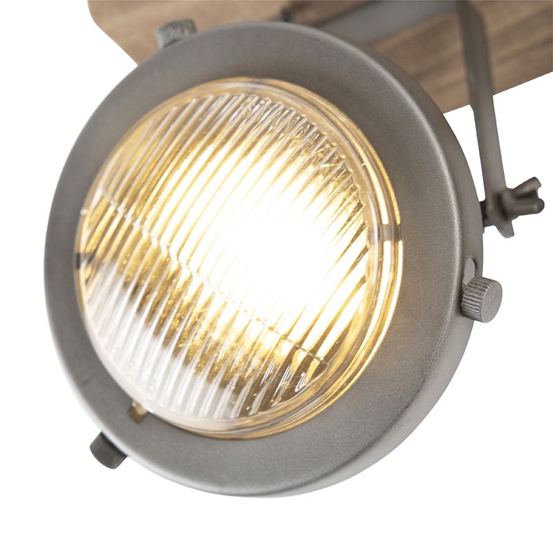 Industriële smart spot grijs met hout incl. 2 WiFi GU10 - Emado