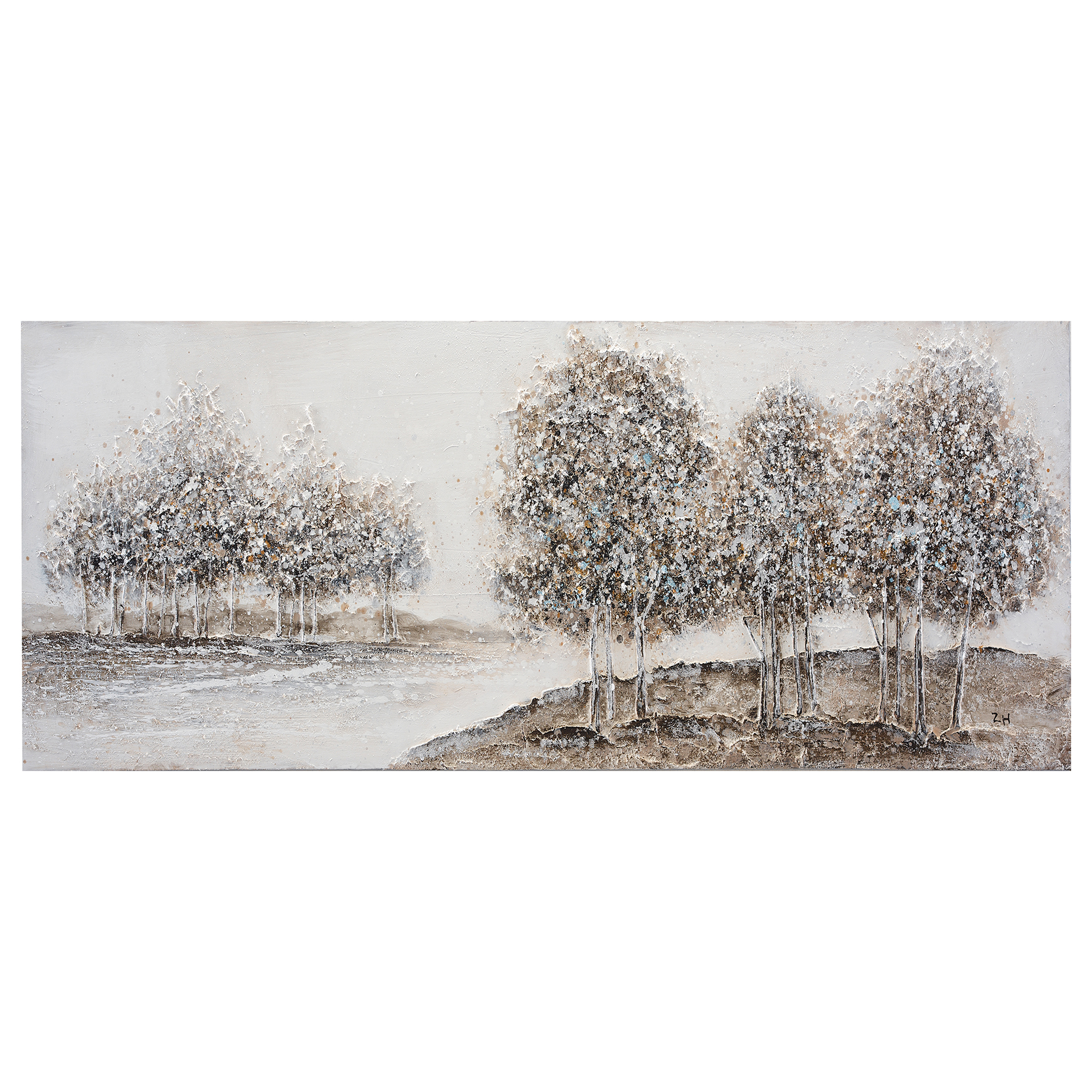 Ölgemälde BAUMZEICHNUNG - grau - 140x60 cm