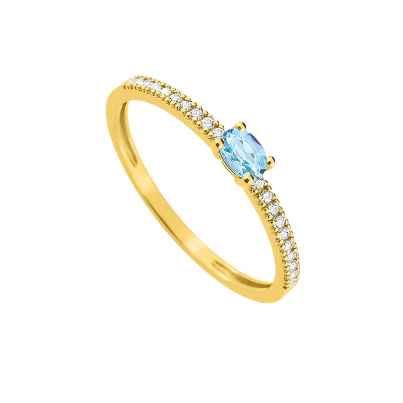 Bague Femme - Topaze - Oxyde de zirconium - Or 9 Carats
