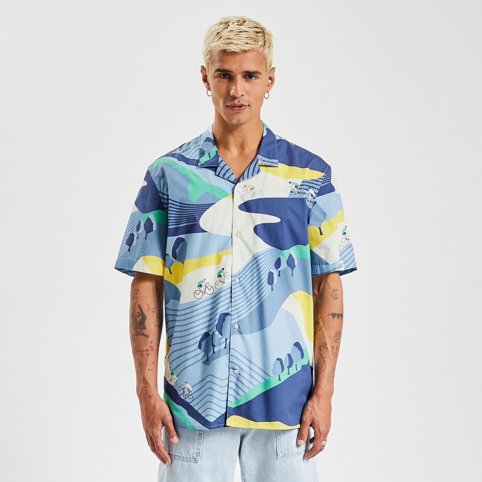 Chemisette regular licence Tour de France coton bi Bleu