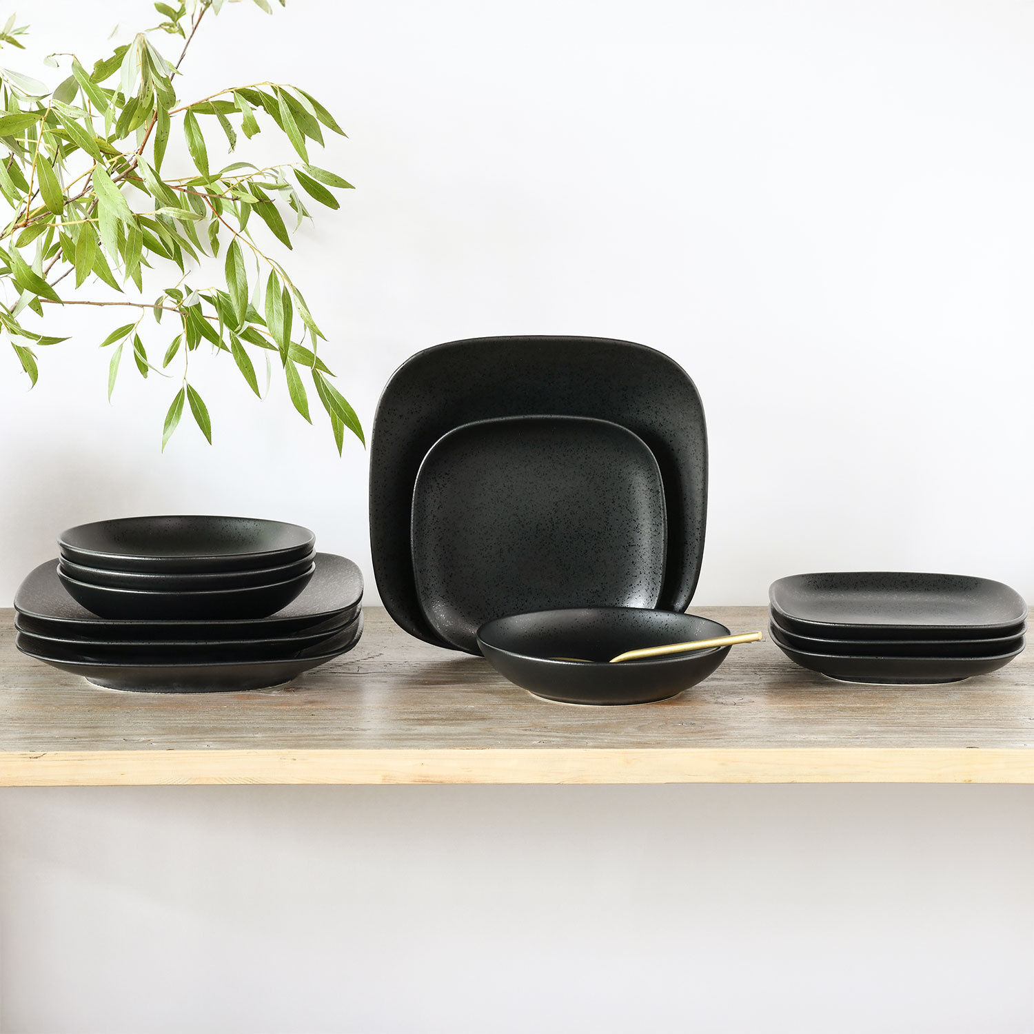 Teller-Set Magic Black Square, 12-teilig