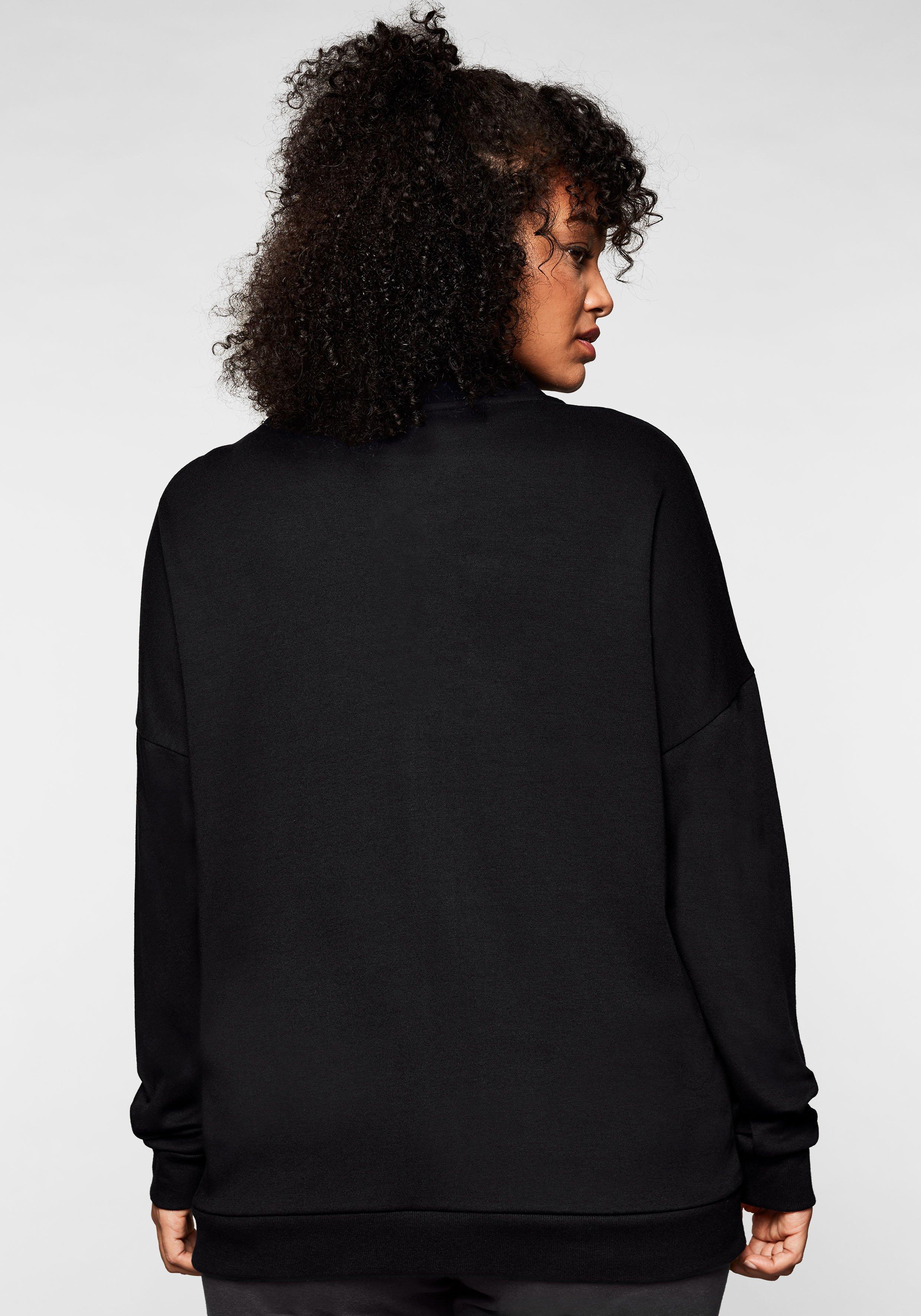 Sweatjacke mit Stehkragen und Bindeband
