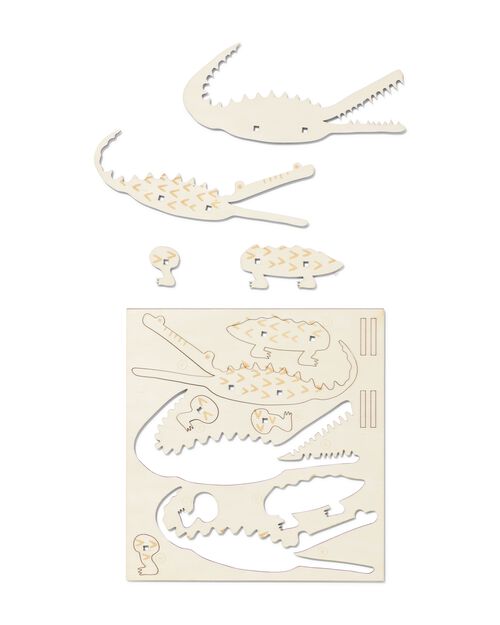 crocodile en bois 3D