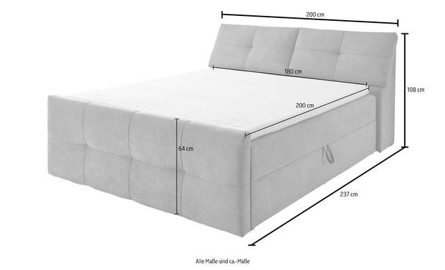 ED EXCITING DESIGN Boxbett »Redmond« 5 Stk. tlg. inkl. Zwei Bettkästen, Stauraum im Kopfteil und Topper