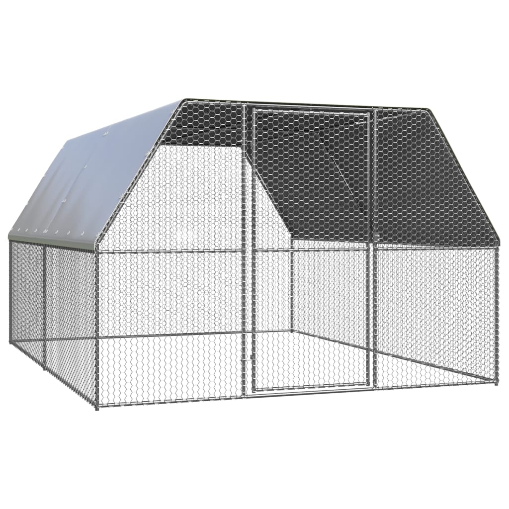 Poulailler d'extérieur 3 x 4 x 2 m acier galvanisé toit en pe
