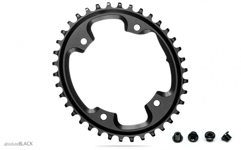 Absolute Black oval klinge til cross eller gravel, ø110 Asymetrisk 4 huls 40T Sort