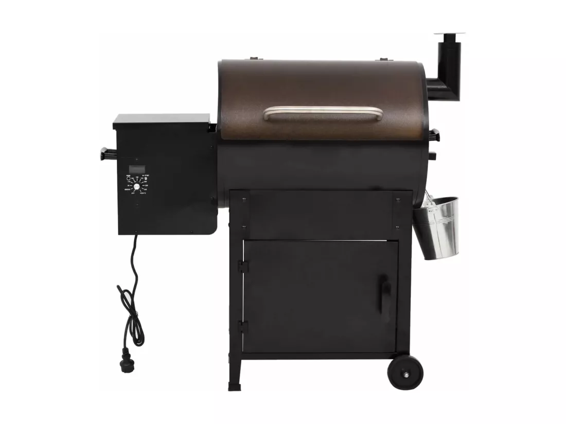 Gril à granulés avec cheminée noir 104 cm fer