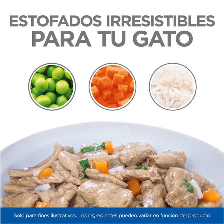 Sachê de ensopado de frango e vegetais Hill's Science Plan Adult Healthy Cuisine para gatos.