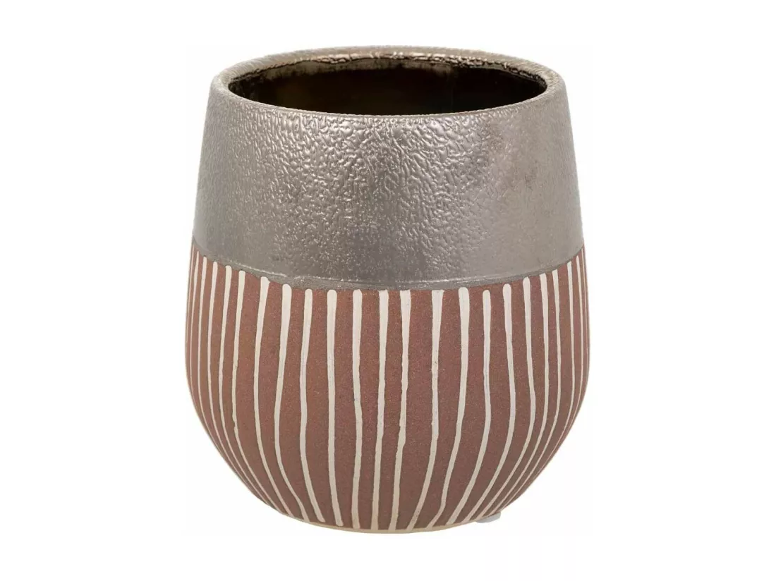 Vase en céramique argentée 13x13x14h