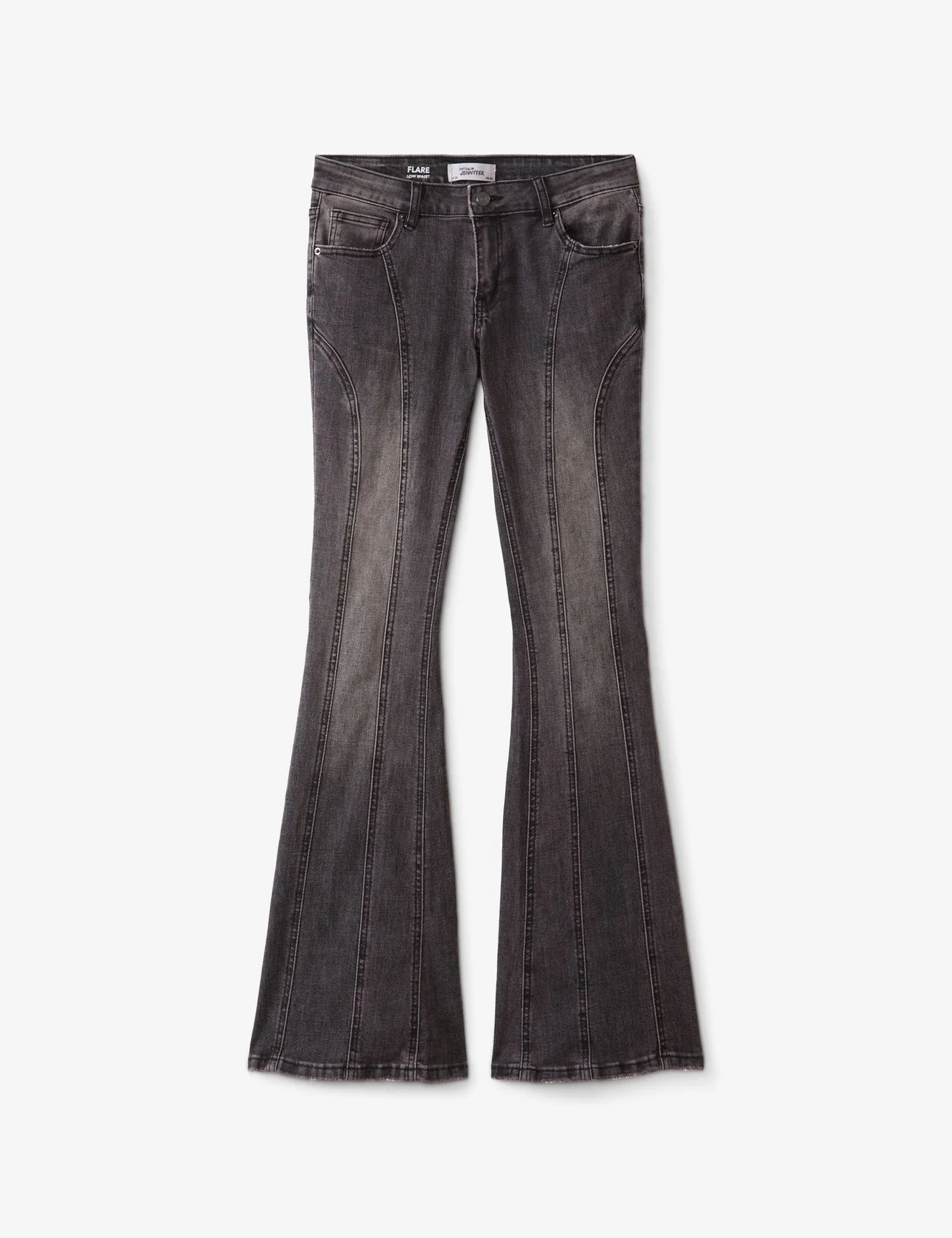 Jean coupe flare avec surpiqûres noir