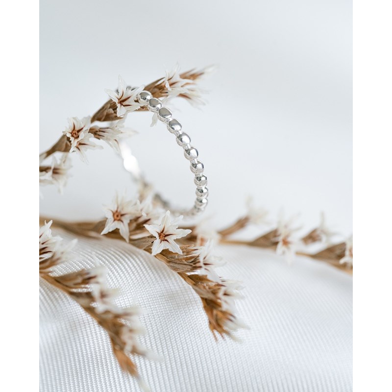 Bague Fine Argent Perlée Boules Tendance